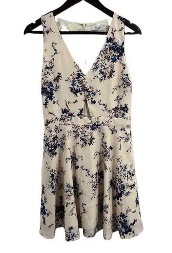 Ali & Jay Pink Blue Floral Satin V Neck A Line Dress Cutout Waist Womens Medium
