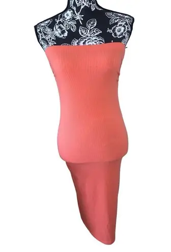 Heart Hips Ribbed Strapless Maxi Sun Dress Vacation Travel Summer Beach Orange