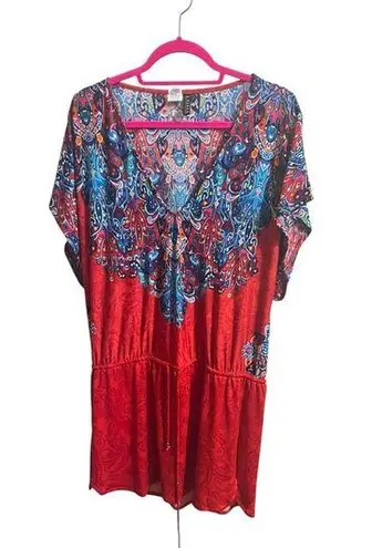 Lauren Ralph Lauren Womens Swim Coverup Dress size M Red Print V