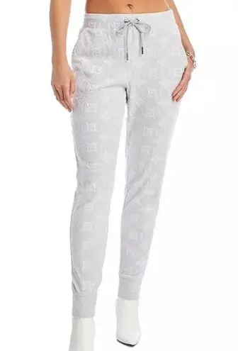 Juicy Couture Grey Silver Embossed Velour Jogger Pants Y2K NWT