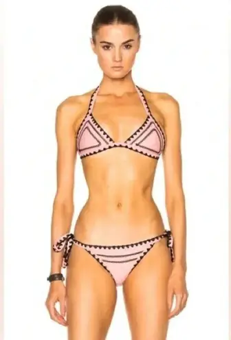 SAME Swim Catch String Bikini Top Rose & Black Size M Medium Pink