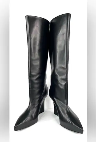 Givenchy G-Lock Black Leather Knee Hight Wedge Heel Padlock Boots Size EU 40