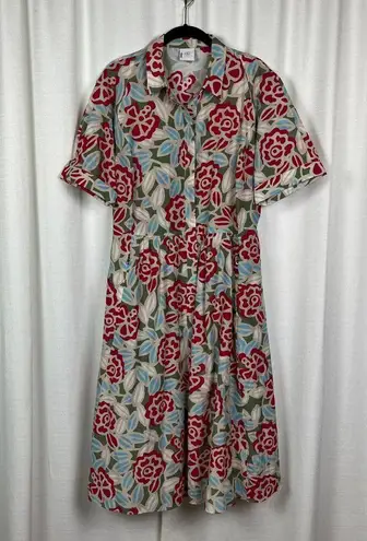 Bogner Red&Blue Floral Print Adrienne Dress Sz.US 12 Tan