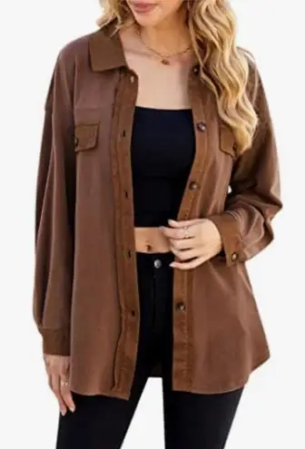 Missky Women’s Super Soft Shacket in Brown Size M