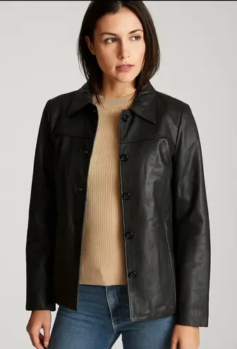 Andrew Marc Women's Black Leather Jacket Size XL Full-Length Sleeves