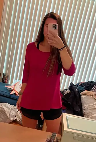 Buckle Bright Pink Three Quarter Sleeve Top