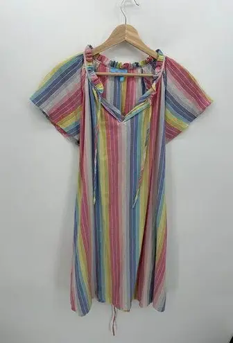 Draper James Drapers James RSVP Dress Women Large Pastel Striped Knee Length Rainbow Pockets