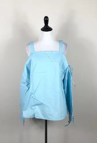 Love Riche Top Cold Shoulder Blue Tie String