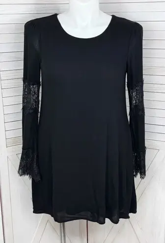 Love Fast Live Hard Lace Panel Sleeve Tunic Dress Black Large Gothic Boho Witchy