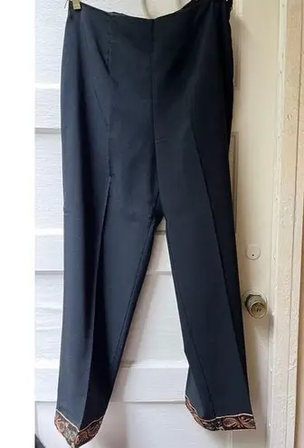 Vintage 90s Clio black boho Indian floral embroidered leg capri pants Size 14