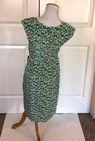 Moulinette Soeurs Anthropologie green and brown tulip print dress
