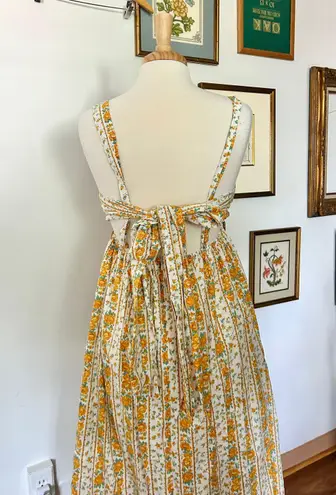 Mabel Mable Yellow Floral Pinafore Midi Dress