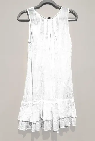 Rebecca Taylor WHITE GAUZY COTTON TIERED RUFFLE COVERUP SLEEVELESS TANK DRESS 4