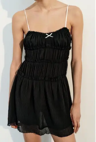 ZARA New  Black Baby Doll Romance Mini Dress Size M