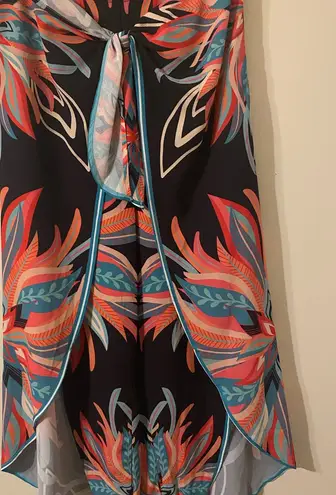 Akira  Multicolor‎ Abstract Floral Print All Day Front Tie Pants Sz Medium - Image 1