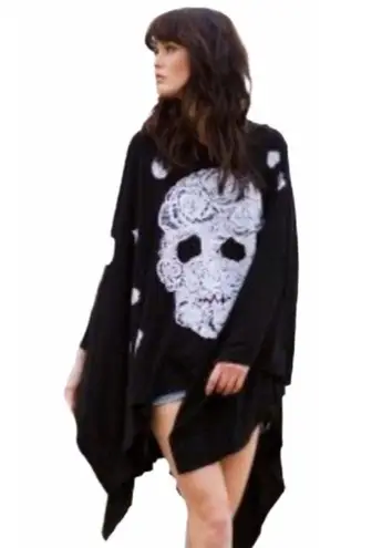 Lauren Moshi ❃ Rose Skull Super Soft Handrawn Graphic Sweatshirt ❃ Black ❃ XS ❃