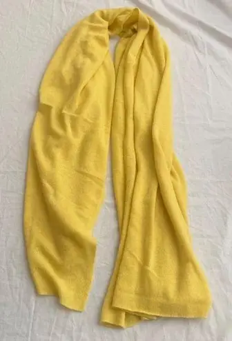 White + Warren 100% Cashmere Travel Wrap Scarf Blanket Yellow Mimosa