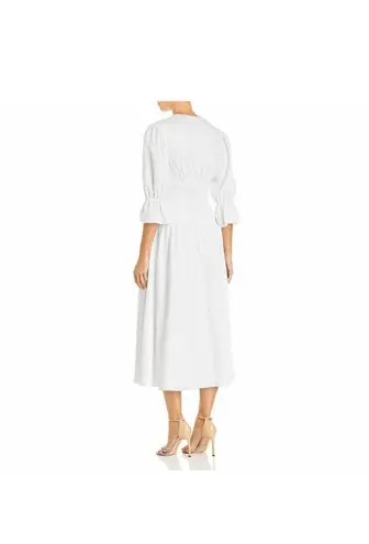 Rebecca Taylor La Vie Leaf Milk Embroidered Tea Dress A-line Short Sleeve Brunch