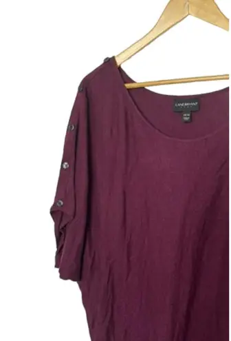 Lane Bryant  Maroon Maroon Button Detail Dolman Sleeve Sweater Banded Hem 18/20