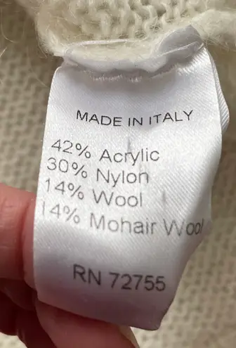 Gio & Gio. White Wool and Mohair Blend Tiered Sleeve Sweater, size S Made in Italy