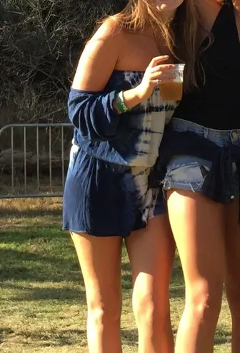 Surf Gypsy Off the shoulder tie dye Romper