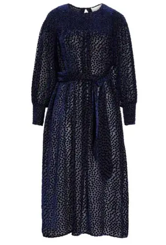 The Great ππ The Merry Dress ~ Navy Blue Velvet Burnout Polka Dot Midi M NWT
