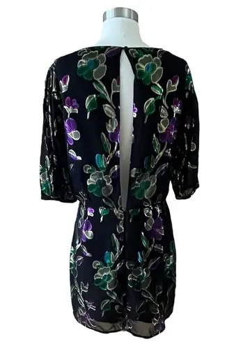 Ba&sh Anjy Embellished Mini Dress Black Metallic Floral Noir 2 Medium NWOT