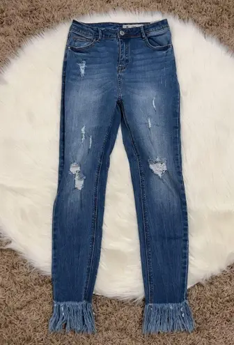 I & M Jeans Ariana Frayed High Rise Blue Skinny Jeans Juniors Size 5