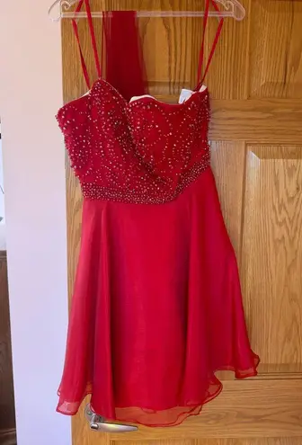 Abby Paris Elegant Red Strapless Dress