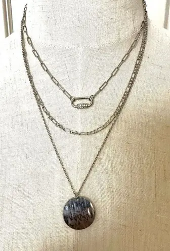 C 1946 hammered disc multi strand silver necklace