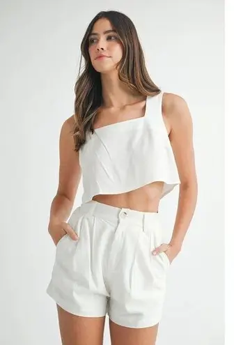 Mable Anthropologie Aliya Shorts Womens Small White Linen Blend High Rise