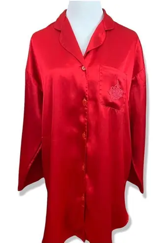 Vintage Victoria’s Secret heart label red satin button down sleep shirt Red Size XS