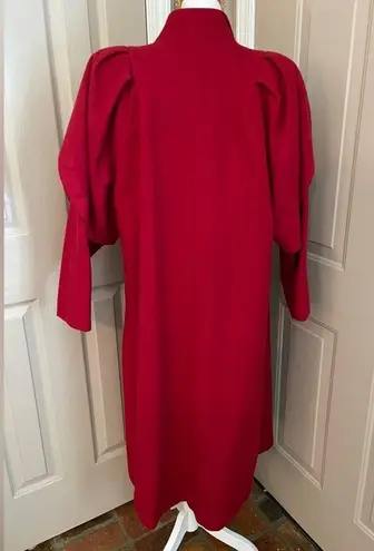 Bryant Park vintage 80s red wool dress trench coat with caplet sleeves Size 14.