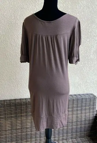 Bump Couture Maternity Top Dress Size Medium Brown Short Sleeve Tunic Womens