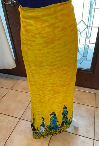 Yellow Swim suite cover up with Tribal print size xl