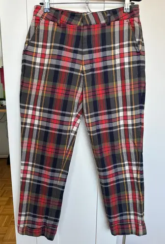 Faherty Cinder Pants Dress Trouser Westport Plaid Red Black Pant Size 28, EUC