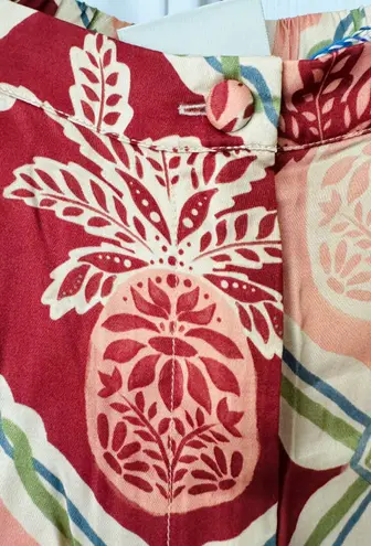 Farm Rio Pineapple Satin Wide-Leg Pants, Size L