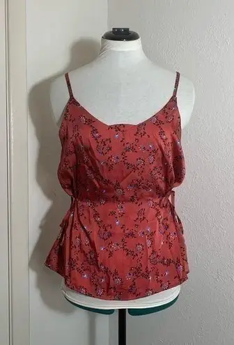 ABS Allen Schwartz NWT earth red floral print adjustable strap sinch waist S
