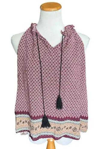 Womens Two Sisters Boho Tassel Open Shoulder Tank Top