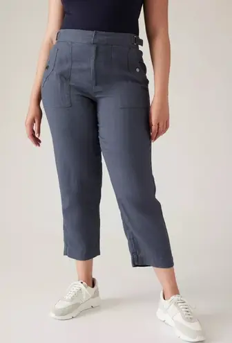J JILL PURE JILL Garment Dyed Linen Crop Pant Travel Casual Commute Beach Comfy Blue Size L
