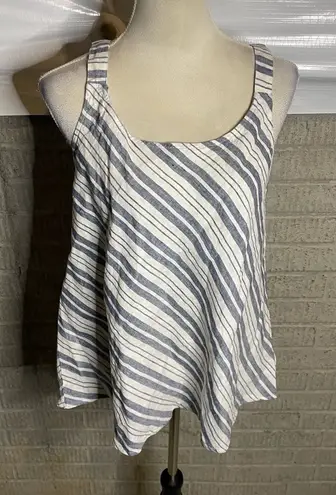 Artisan NY Linen Striped Scoop Neck Sleeveless Tank Top Size Medium