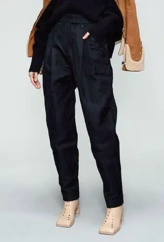 Vivienne Hu VHNY Black Taffeta Jacquard Stripe Barrel Leg Trousers Womens Size 2