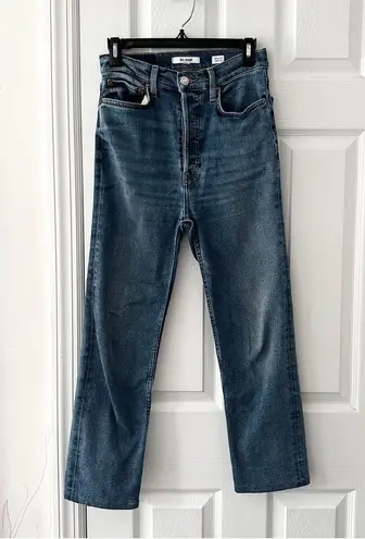 RE/DONE  The 70s Ultra High Rise Stove Pipe Denim Jeans 27 Medium 3 Blue Wash