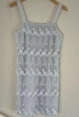 Club Monaco Baby Blue Crochet Lace Mini Dress Resortwear Vacation Boho Coquette