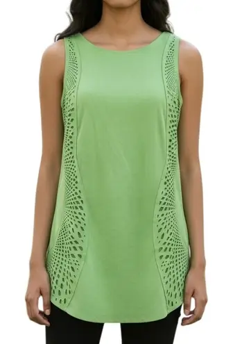Alberto Makali Lime Soft Suede Perforated Lazar Cut Sleeveless Top NWOT Size S