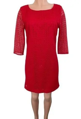 Trina Turk  Red Eyelet Dress Size 6 Peekaboo Back Cut Out