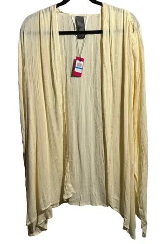 Vince Camuto NWT  Ivory Metallic Stripe Open Front Kimono Cardigan Fringe Boho OS - Image 1