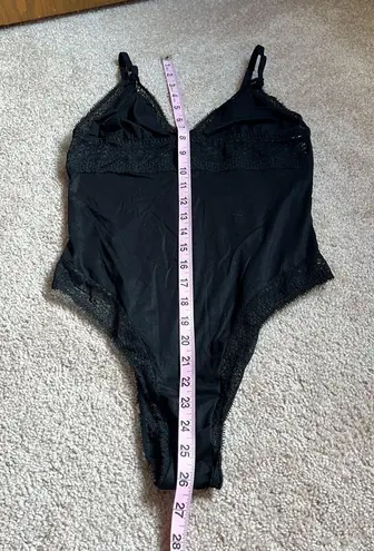 Victoria's Secret Victoria Secret Black High Leg Cut Bodysuit  Size Large