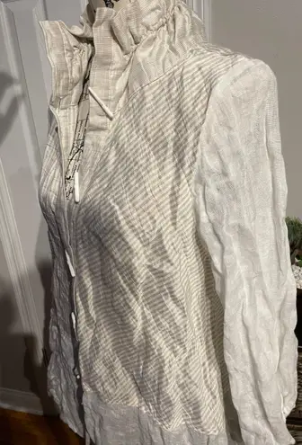 Buttons Moonlight Linen Striped print 3/4 sleeve Mock Patchwork cover Fit Flare bolero cardigan over top/blouse camisole tunic