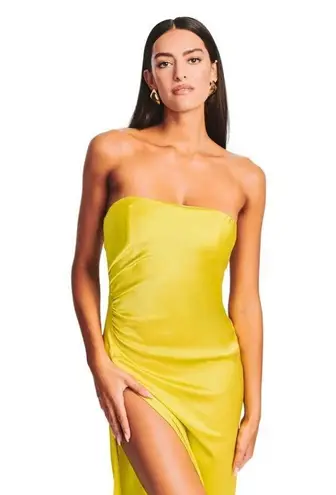 SER.O.YA Dalia Strapless Maxi Dress in Citric XSmall Womens Satin Cocktail Yellow Size XS